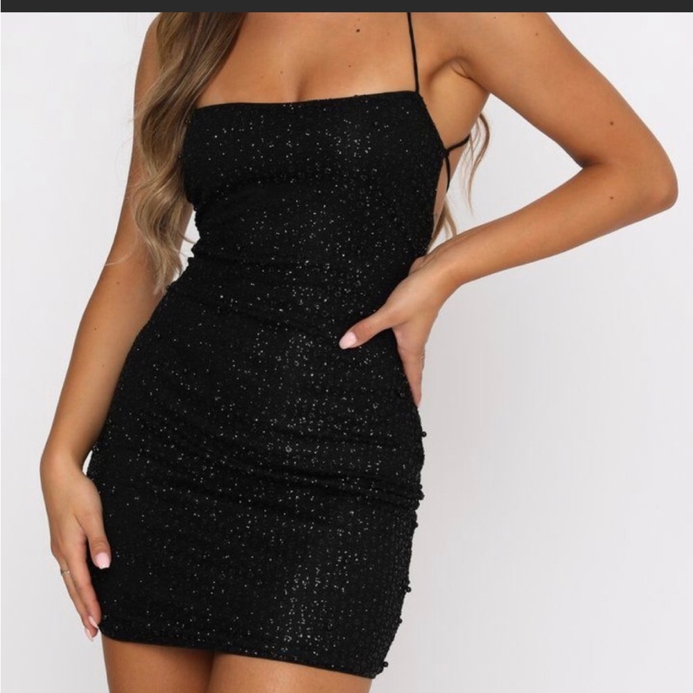 NWT white fox black dress size small